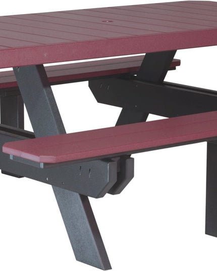 LuxCraft Poly 6' Rectangular Picnic Table (Cherrywood & Black)