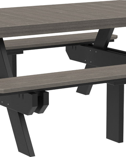 LuxCraft Poly 6' Rectangular Picnic Table (Coastal Gray & Black)