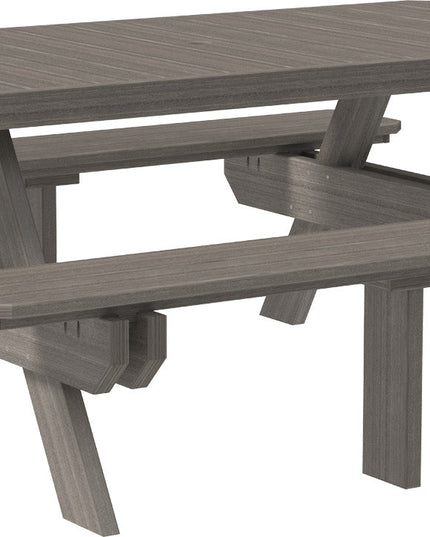 LuxCraft Poly 6' Rectangular Picnic Table (Coastal Gray)