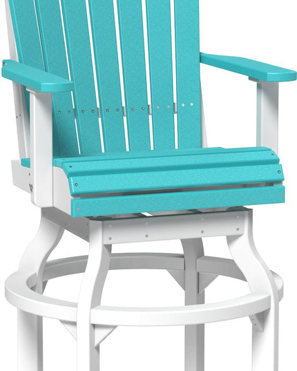 LuxCraft Poly Adirondack Swivel Chair (Bar Height) Aruba Blue & White