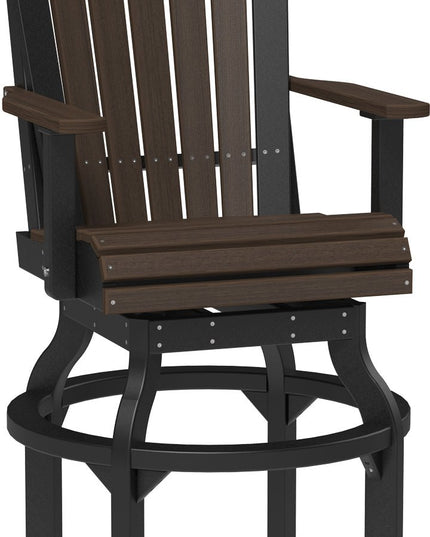 LuxCraft Poly Adirondack Swivel Chair (Bar Height) Brazilian Walnut & Black