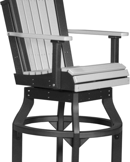 LuxCraft Poly Adirondack Swivel Chair (Bar Height) Dove Gray & Black
