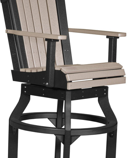 LuxCraft Poly Adirondack Swivel Chair (Bar Height) Weatherwood & Black