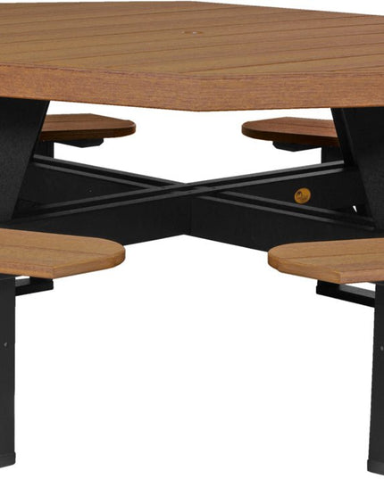 LuxCraft Poly Octagon Picnic Table (Antique Mahogany & Black)