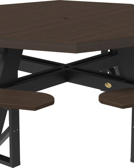 LuxCraft Poly Octagon Picnic Table (Brazilian Walnut & Black)