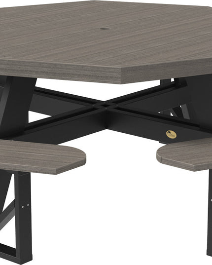 LuxCraft Poly Octagon Picnic Table (Coastal Gray & Black)