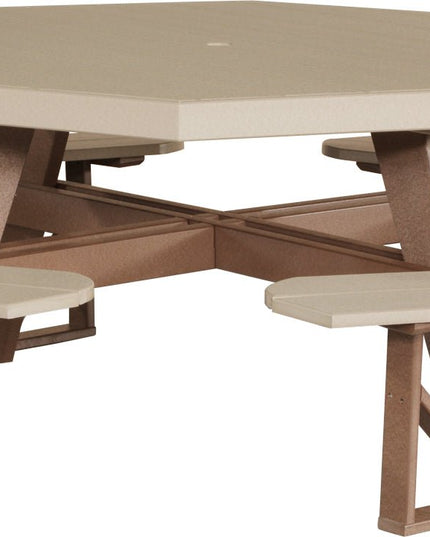 LuxCraft Poly Octagon Picnic Table (Weatherwood & Chestnut Brown)