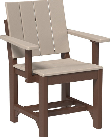 LuxCraft Urban Arm Chair (Dining Height) Weatherwood & Chestnut Brown