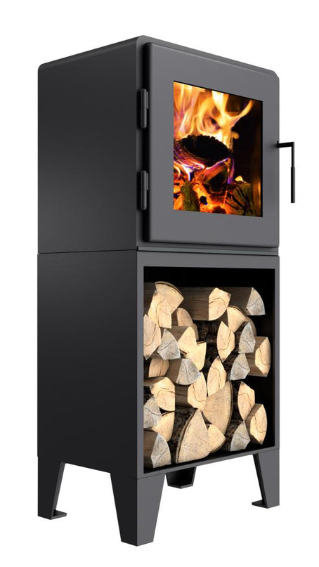 MF Fire Nova 2 Wood Stove – 2.4 cu ft Firebox, 75,000 BTU, 81% Efficiency (Satin Black Door)
