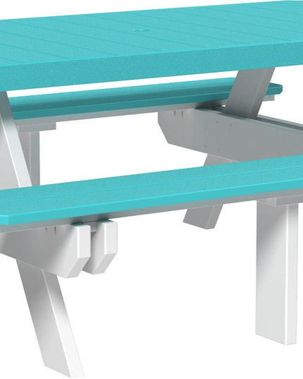 LuxCraft Poly 6' Rectangular Picnic Table (Aruba Blue & White)