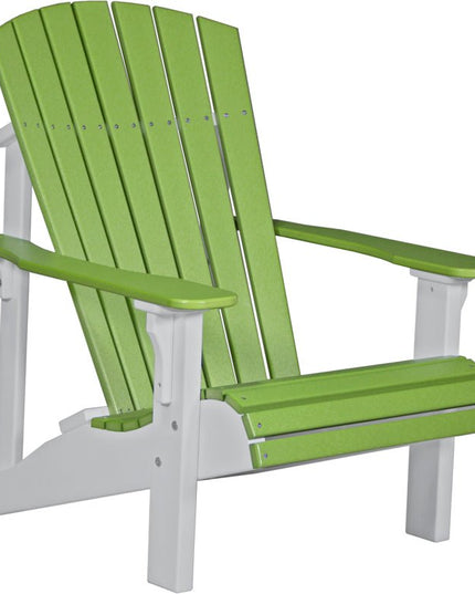 LuxCraft Poly Deluxe Adirondack Chair Lime Green & White