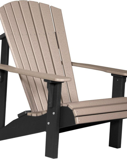 LuxCraft Poly Deluxe Adirondack Chair Weatherwood & Black