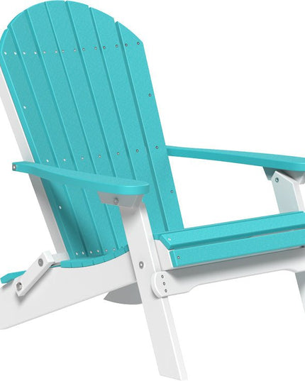 LuxCraft Folding Adirondack Chair Aruba Blue & White
