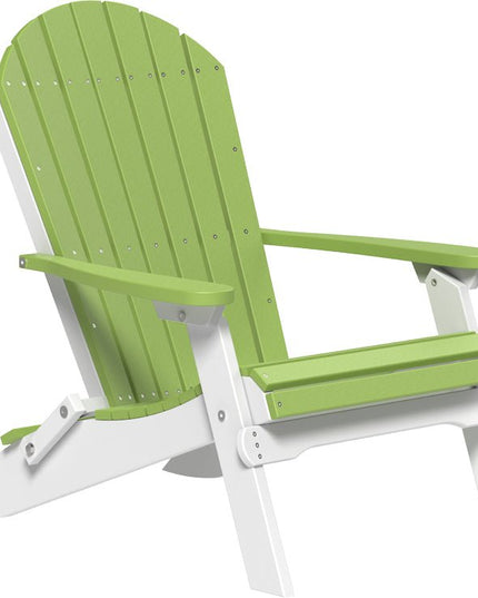 LuxCraft Folding Adirondack Chair Lime Green & White