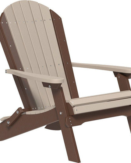 LuxCraft Folding Adirondack Chair Weatherwood & Chestnut Brown