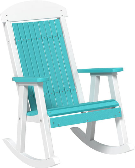 LuxCraft Porch Rocker Aruba Blue & White