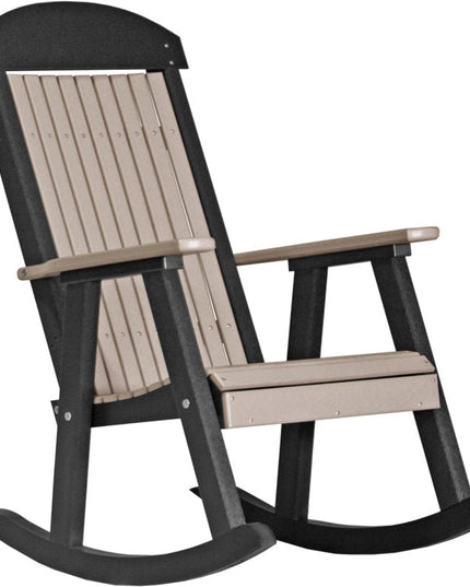 LuxCraft Porch Rocker Weatherwood & Black