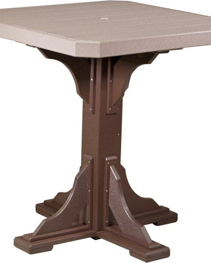 Poly 41" Square Table (Weatherwood & Chestnut Brown) Bar Height