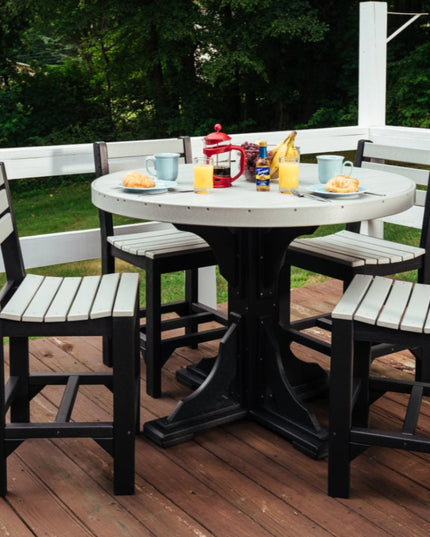 LuxCraft 4' Round Table Dove gray and Black.