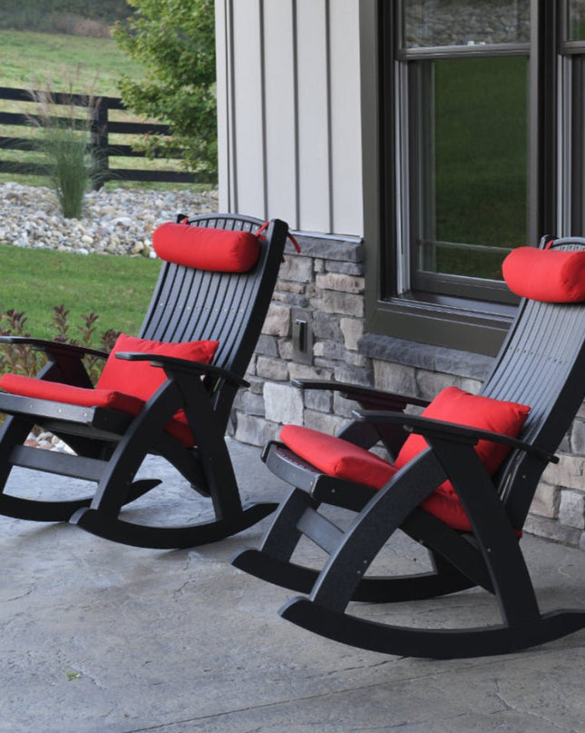 LuxCraft Lumbar Cushion and Neck Pillow in Logo Red featured on Comfort Rocker.