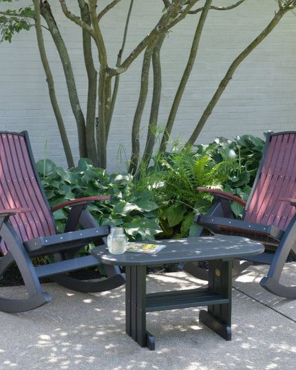 LuxCraft cherrywood and black comfot rocker with LuxCraft black end table