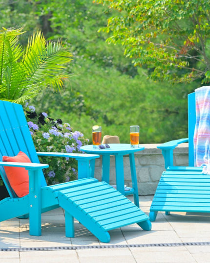 aruba blue Adirondack deluxe chair with Ottoman