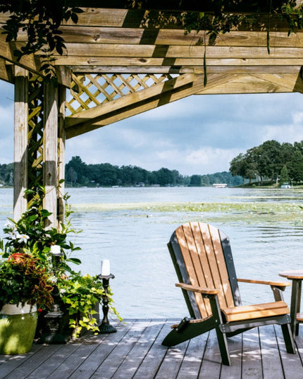 LuxCraft adirondack. Folding chair on a dock.