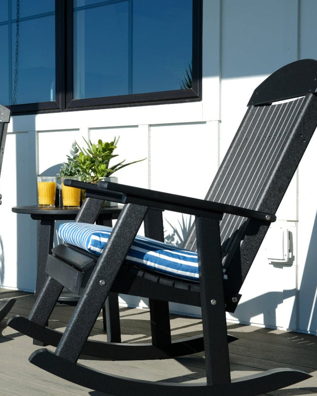 LuxCraft 2' Cushion featured color Shore Classic on a Porch Rocker.