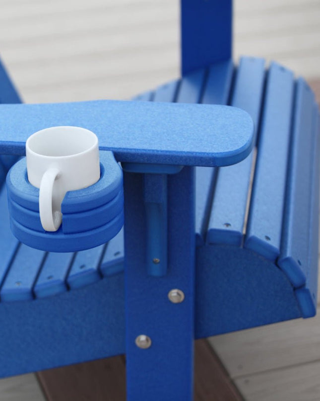 LuxCraft Stationary Cup Ho9lder featured on a Adirondack Chair in Blue