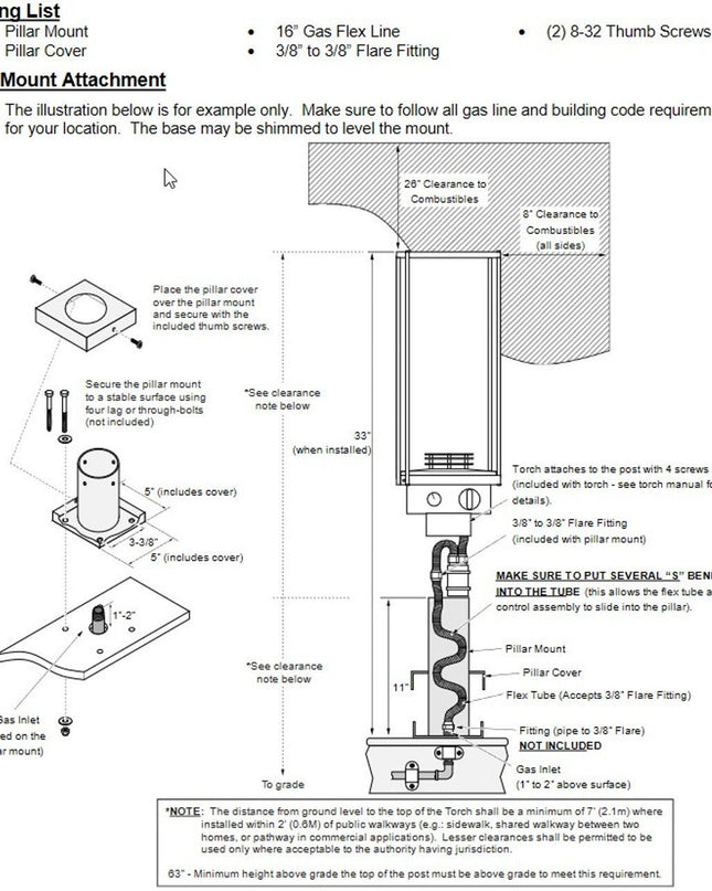 Fire Garden Black Pillar Mount for Tempest Torch
