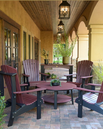 Royal Adirondack chairs Cherrywood and black patio with LuxCraft deluxe conversion table