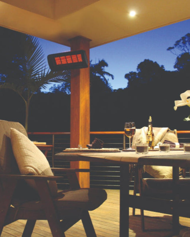 Bromic Tungsten Smart Heat 500 featured on a patio with wall mount.
