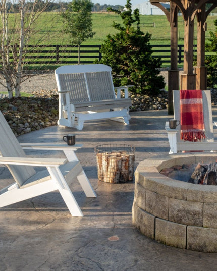 urban chat chair around fire pit with LuxCraft classic glider
