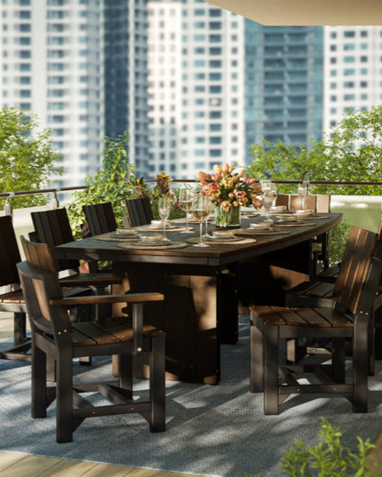 LuxCraft Urban Dining Table 4' x 8' Oval featured in Brazilian Walnut with Urban Side Chairs.