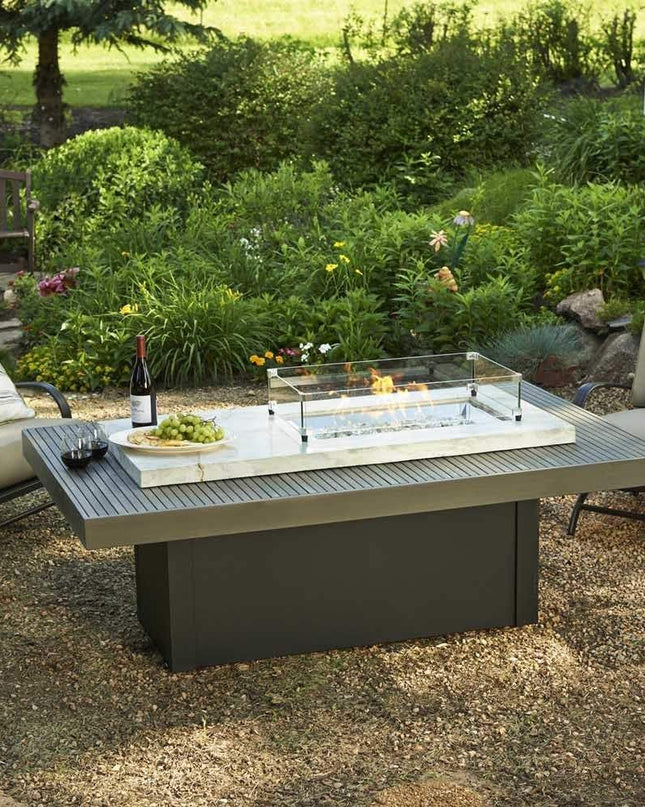 Outdoor Rectangular Glass Wind Guard for Burner, 28.5x15.5-Inch