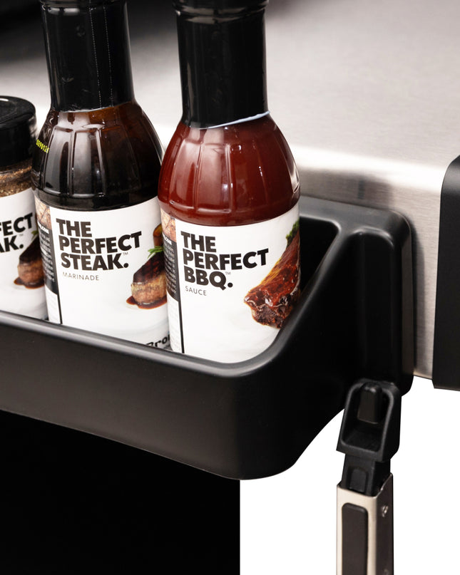 Convenient Grill Side Shelf Condiment Bin