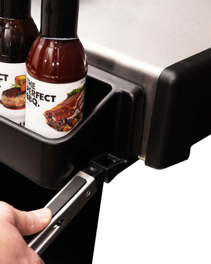 Convenient Grill Side Shelf Condiment Bin