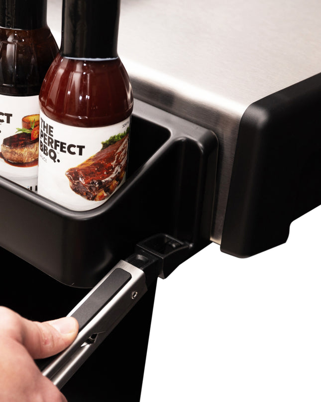 Convenient Grill Side Shelf Condiment Bin