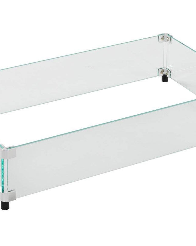 Outdoor Rectangular Glass Wind Guard for Burner, 28.5x15.5-Inch