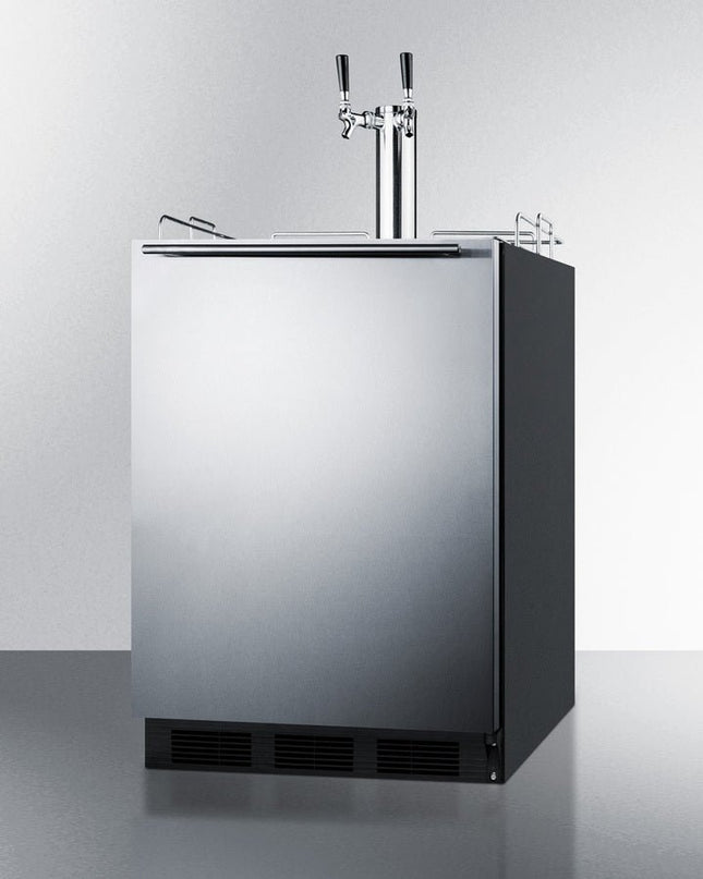 Wide Twin-Tap Stainless Steel Kegerator
