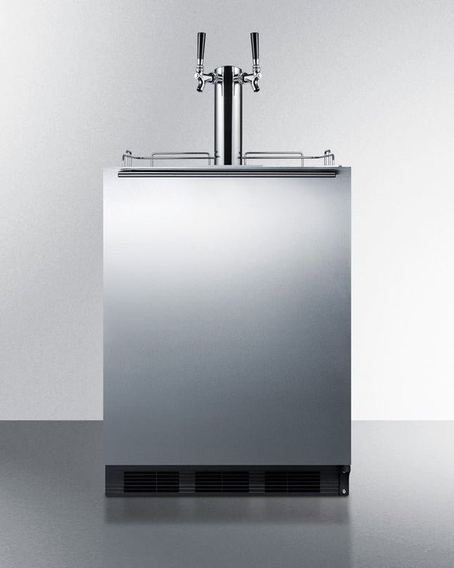 Wide Twin-Tap Stainless Steel Kegerator