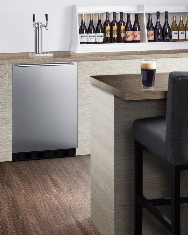 Wide Twin-Tap Stainless Steel Kegerator