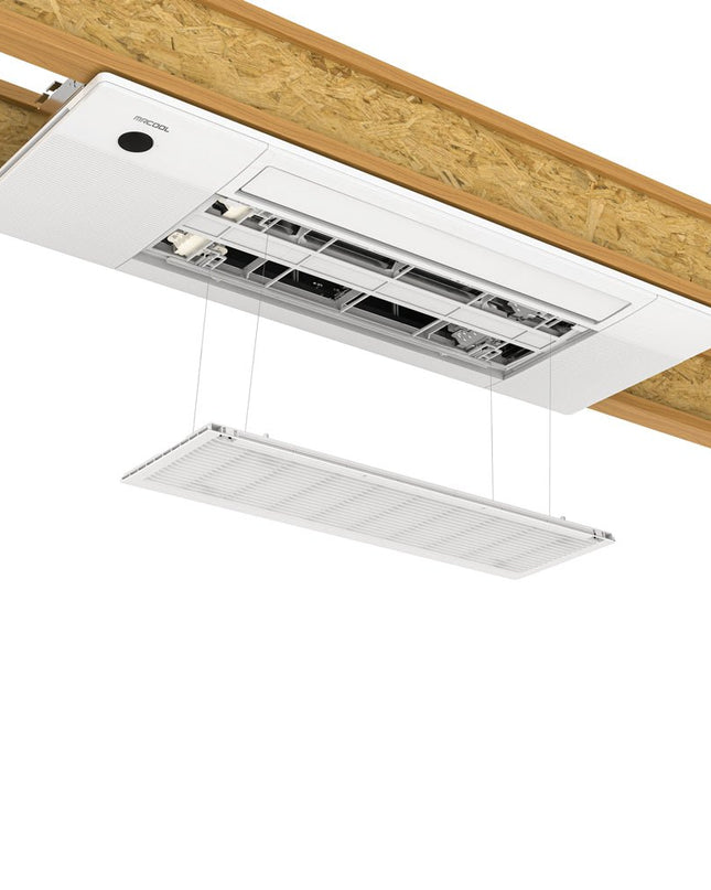The MRCOOL® DIY® Series OuttaSight™ 12k BTU Ceiling Cassette is perfect for any space and provide discreet and out of sight heating and cooling.