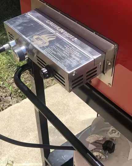 WPPO Dual Fueled 25-Inch Wood & Gas Fired Pizza Oven with Cart - Red