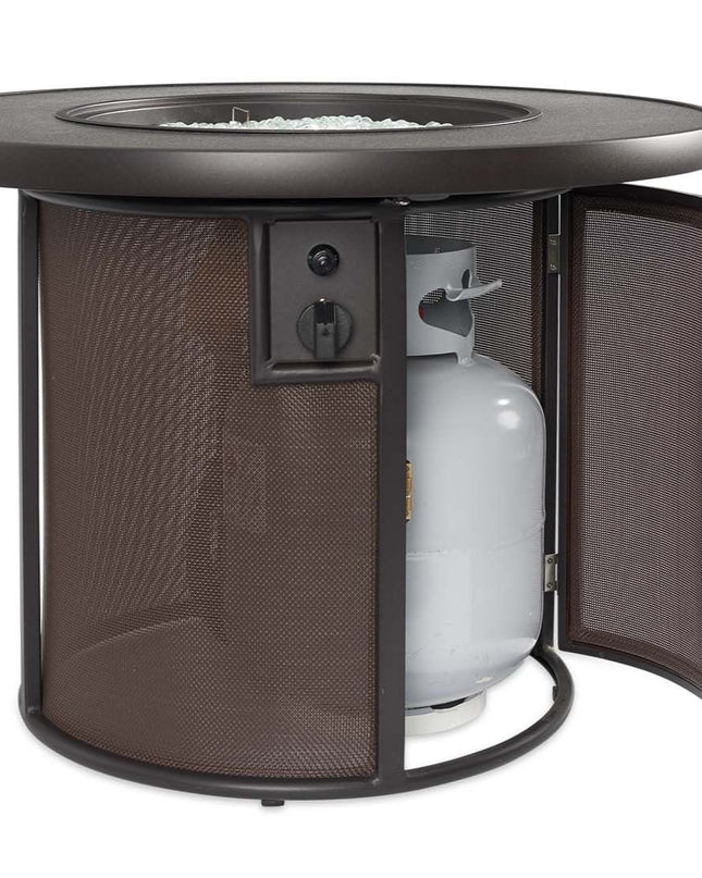 Stylish 32" Stonefire Gas Fire Table Brown Stonefire Composite Top & Dora Brown Mesh Base