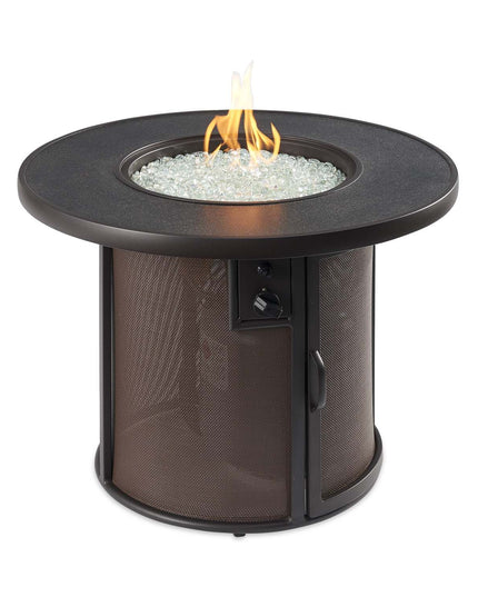 Stylish 32" Stonefire Gas Fire Table Brown Stonefire Composite Top & Dora Brown Mesh Base