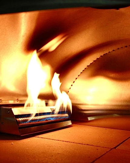 WPPO Dual Fueled 25-Inch Wood & Gas Fired Pizza Oven with Cart - Red