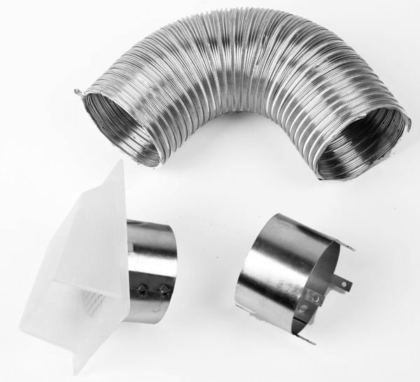 Superior Outside Air Kit with 4" Collar, Hood & 3' Flex for Wall Venting
